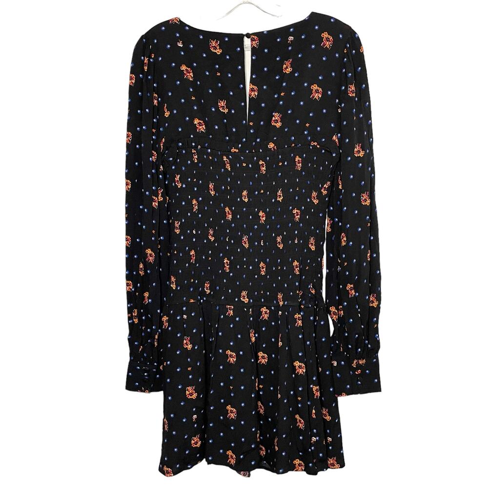 Free People Womens Two Faces Mini Dress Sz S Drop Waist Black Floral Boho Fairy - Picture 4 of 13